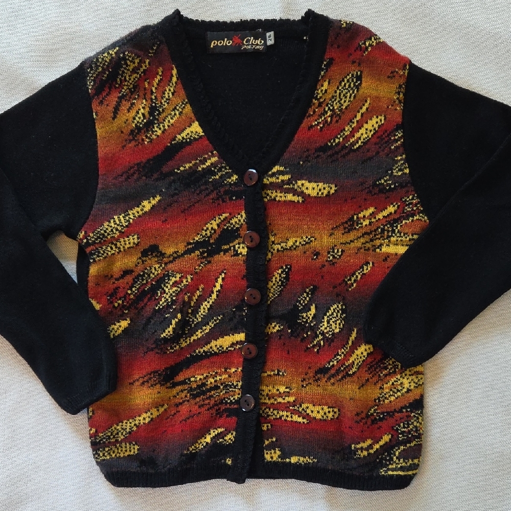 Vtg Pee Kay Polo Club Button Cardigan Sweater Preppy Y2K Size 26 XXS